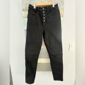 High-Rise Black Skinny Jeans with Button-Fly